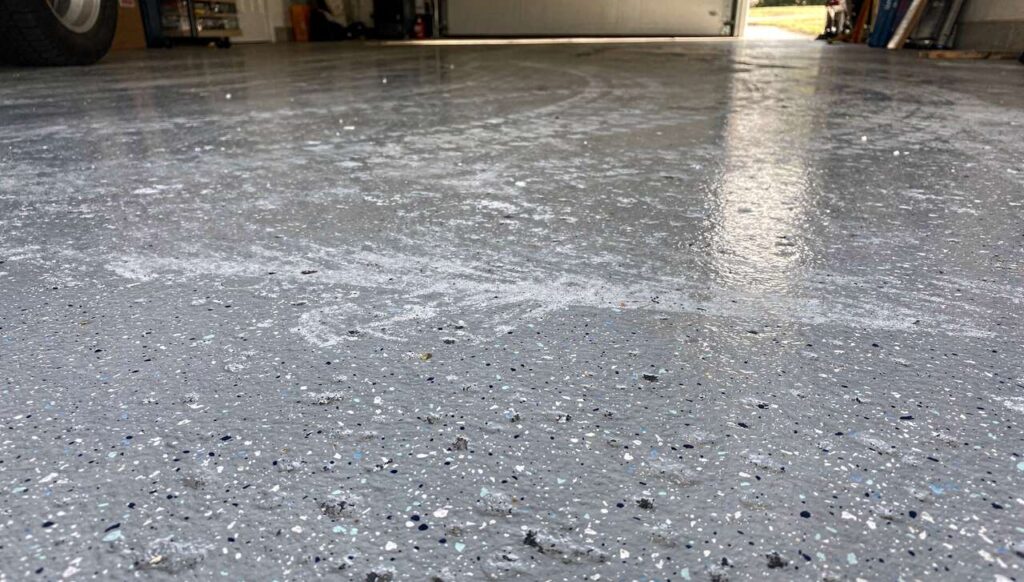 Garagenboden mit Epoxidharz: So sieht die Beschichtung nach drei Wintern mit Streusalz aus